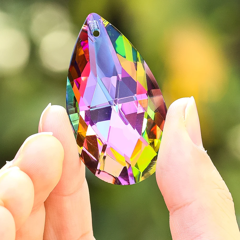 50mm iridescente Teardrop Crystal Prism Suncatcher Hanging for Windows Rainbow Maker lampadario parti pendente giardino Home Decor