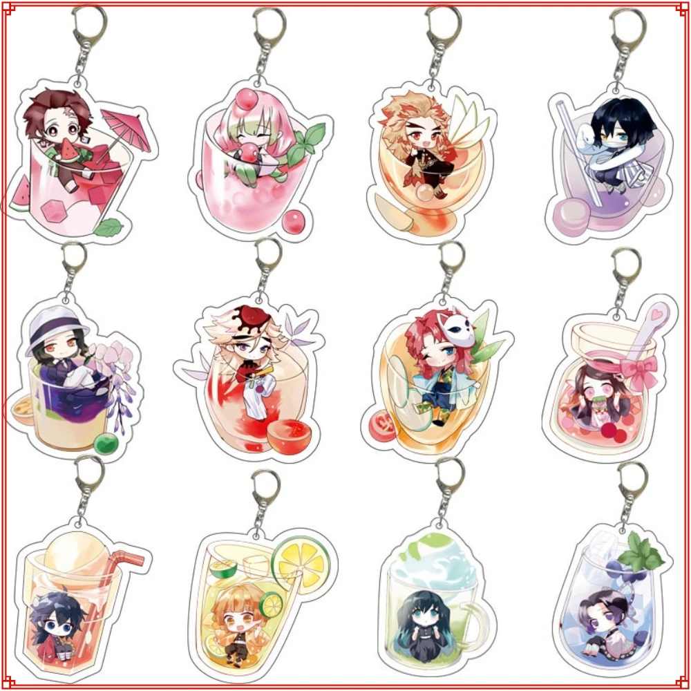 

Cartoon Anime Demon Slayer Acrylic Keychains Backpack Pendant Keyrings Motorcycle Key Chains Decorative Accessories Kids Gifts
