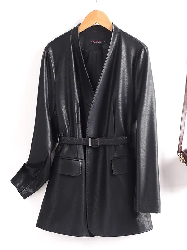   Ning Genuino eepskin Cappotto da Donna di Media Lunghezza 2025 Nuova Primavera Autunno Gilet Dimagrante Faionable Capispalla