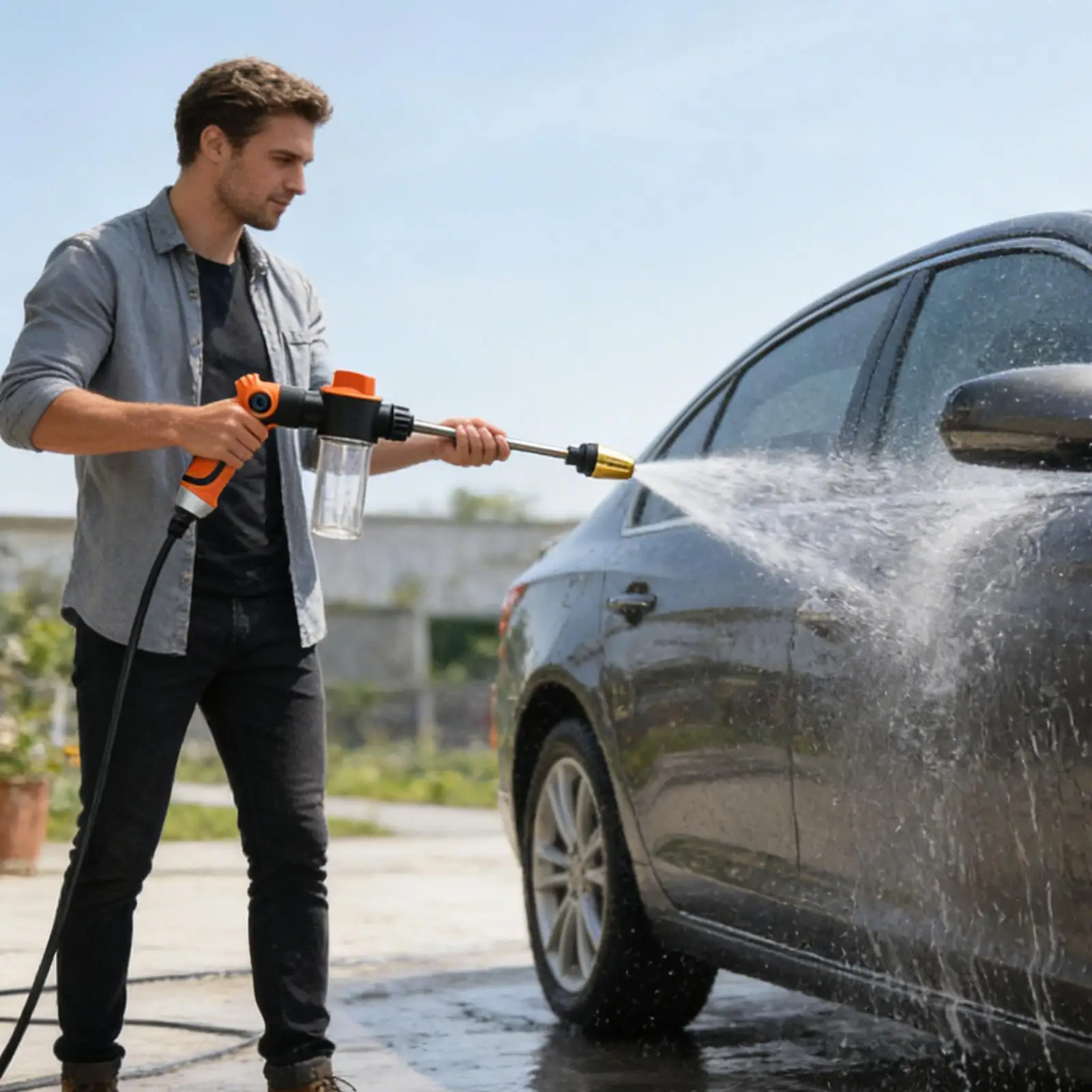 Garden Hose Nozzle Heavy Duty Adjustable Powerful Handheld Spray Nozzles for Garden Hose for Car Washing Watering Plants