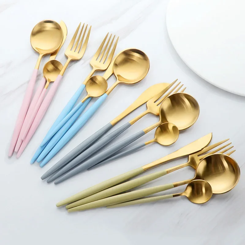 Buyer Star Gold Flatware Set 48-Piece High Grade Cutlery Stainless Steel 18/10 Dinnerware Service for 12 Knife Spoon Fork