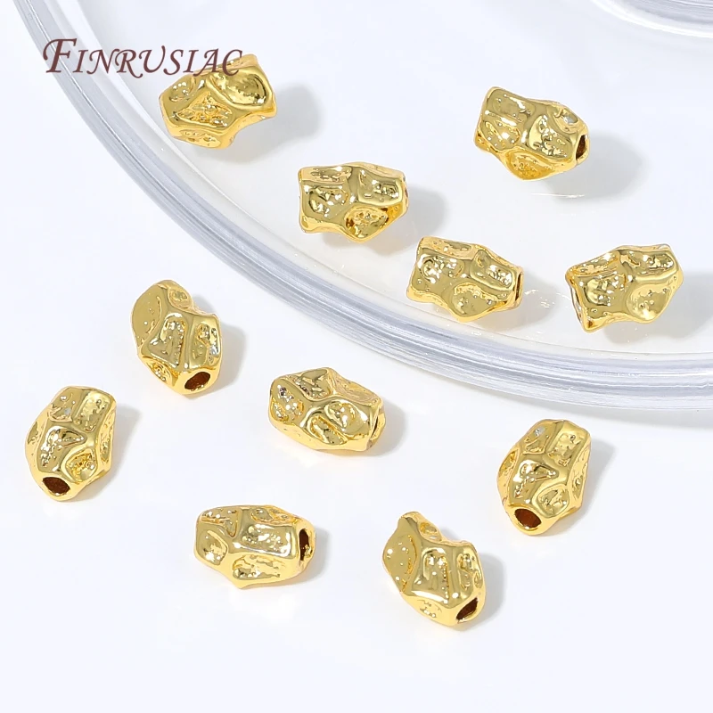 18K Gold Plated Irregular Hammered Tube Spacer Beads,Brass Metal Separator For DIY Bracelet Necklace Jewelry Making Findings