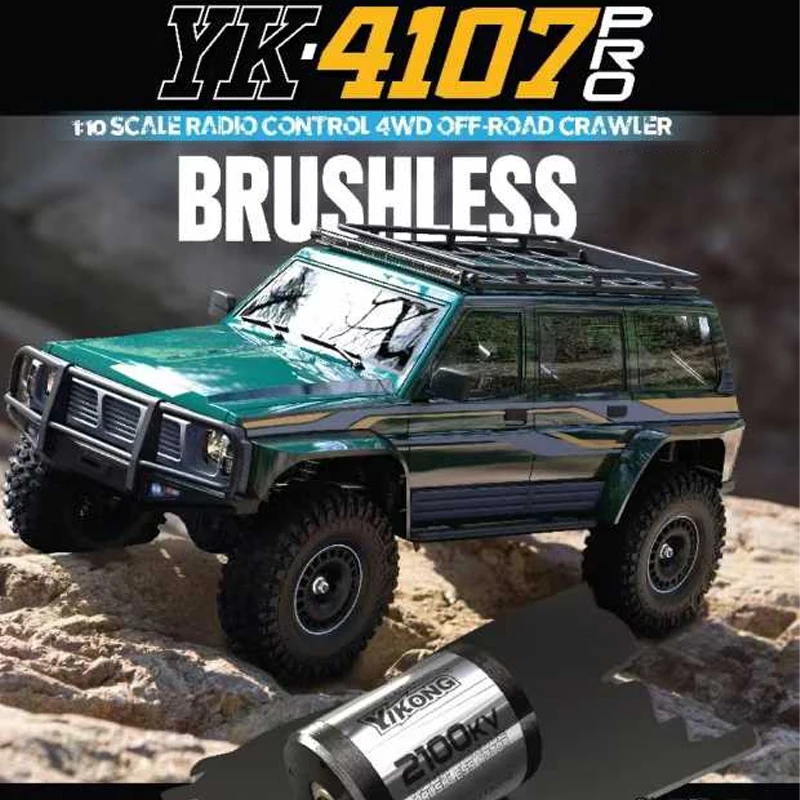 YK4107 Pro Borstelloze 1:10 Simulatie Patrouille RC Afstandsbediening Borstelloze 4WD Differentieelslot Klimmen Auto Terreinwagen