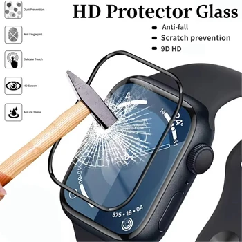 2 pçs 3d transparente cola completa capa de vidro temperado para apple watch 10 42mm 46mm iwatch série 7 8 9 45mm filme protetor de tela