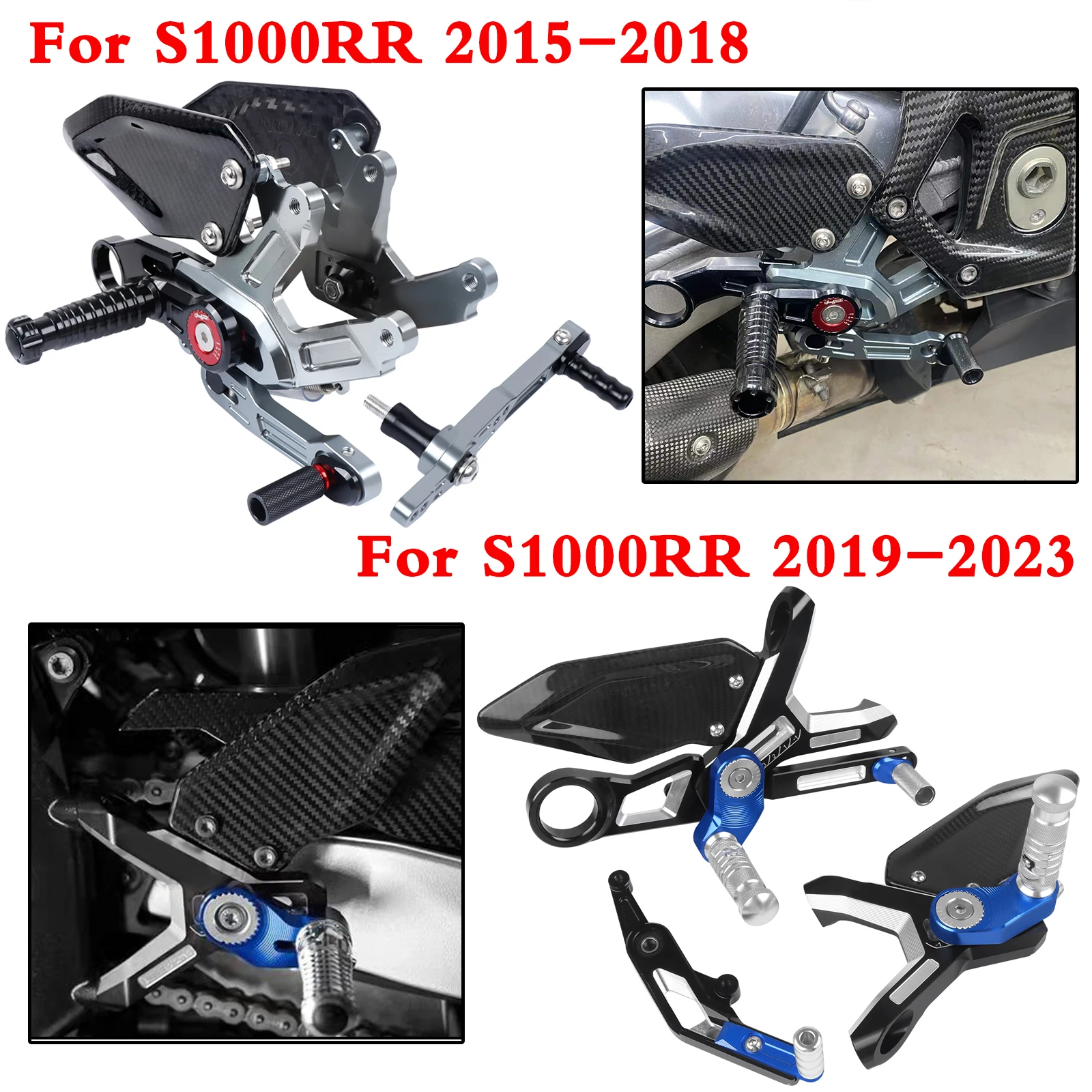 

Motorcycle Carbon Fiber Adjustable Foot Pegs Rest Rearset Rear Set Footres For BMW S1000RR S 1000 RR M1000RR 2015-2023 2022 2021