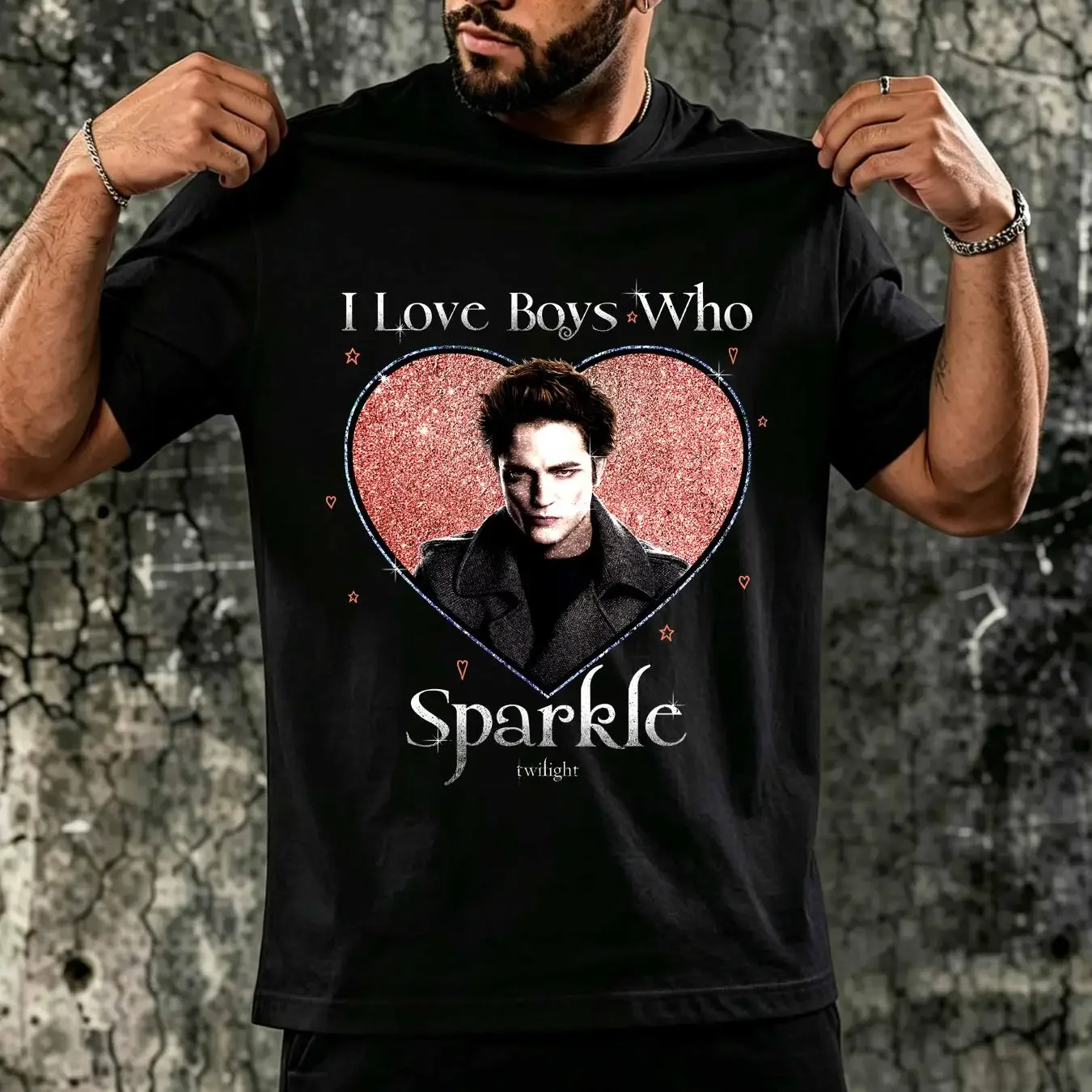 washed T Shirt twilight love the sparkle vintage Washed Versatile Stylish homme Casual Stretched fashion graphic Unisex