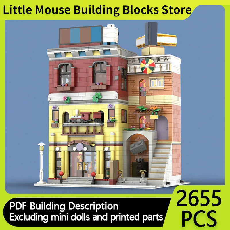 

City Street View Model MOC Building Bricks Toy Shop And Cinema Modular Technology Gifts Holiday Assemble Children Toys Suit