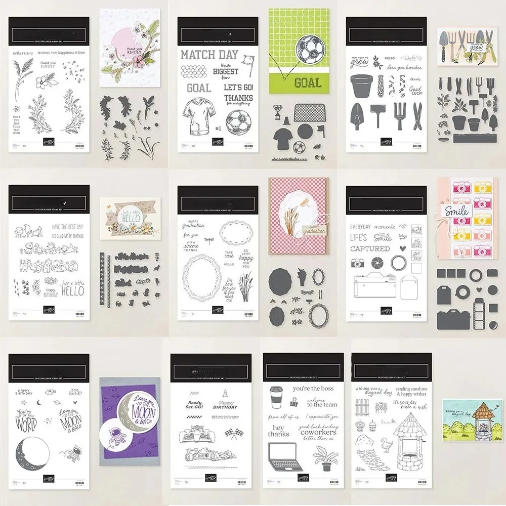 Sport Gardening Travel Moon Star Home Building Scenery Hand‑written PhraseClear Stamp Metal Cutting Die Set Journal Scrapbooking