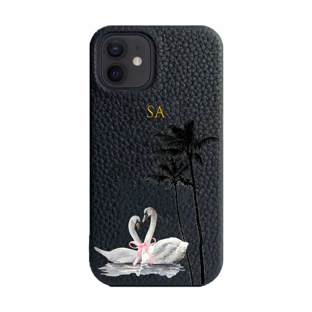 حافظة جلدية بحروف أولية مخصصة لهاتف آيفون 11 12 14 13 15 17Pro Max XS Max XR 16 Plus يغطي القمر والنجوم