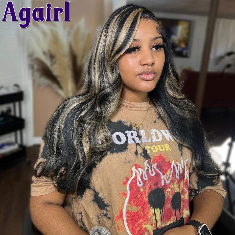 Highlight Blonde Black Transparent 13X6 13X4 Lace Front Body Wave Wig 5X5 Human Hair Lace Closure Wig PrePlucked For Black Women