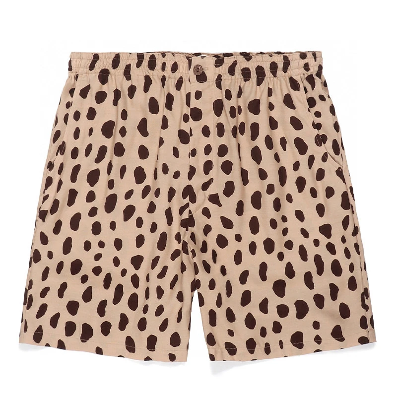 شورت صيفي فضفاض بتصميم عصري من WAO MARIA لموسم 24SS بنقشة الفهد وألوان متباينة