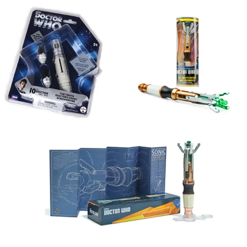 DR Who Figure giocattolo Cacciavite sonico 12th Ufficiale Doctor Who Puntelli cinematografici Modello Glow in the Dark Suoni luminosi Giocattoli per bambini