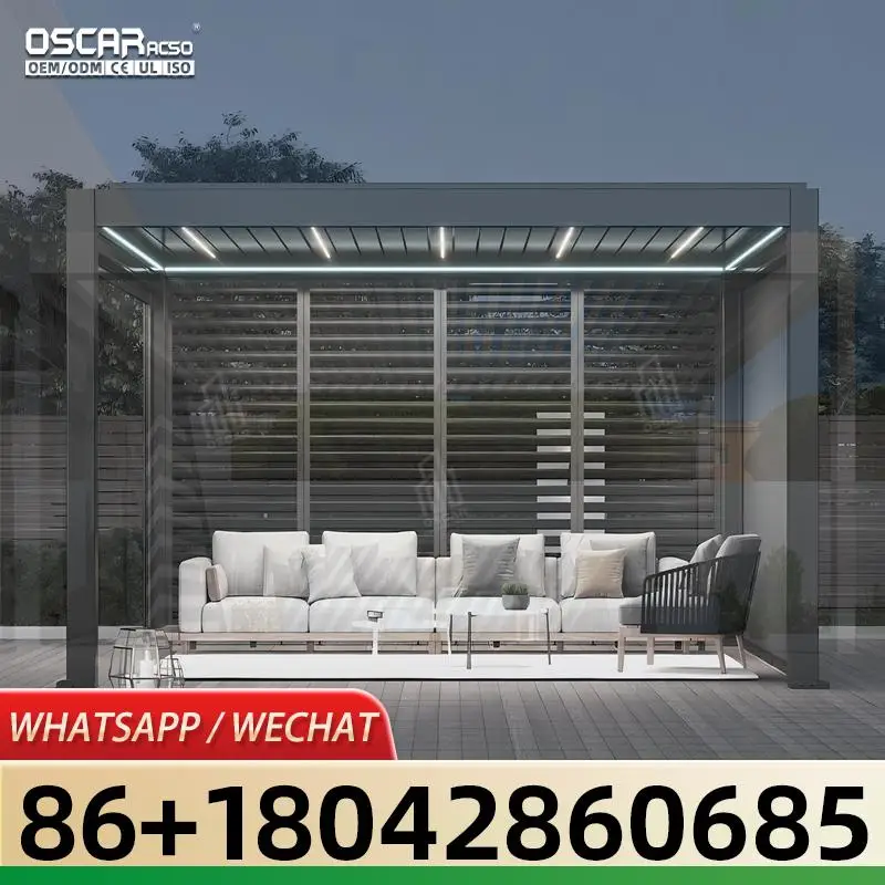 Modern Outdoor Aluminium Waterproof Louver Roof Metal Garden Customizable Pergola for Backyard Patio Balcony pergola