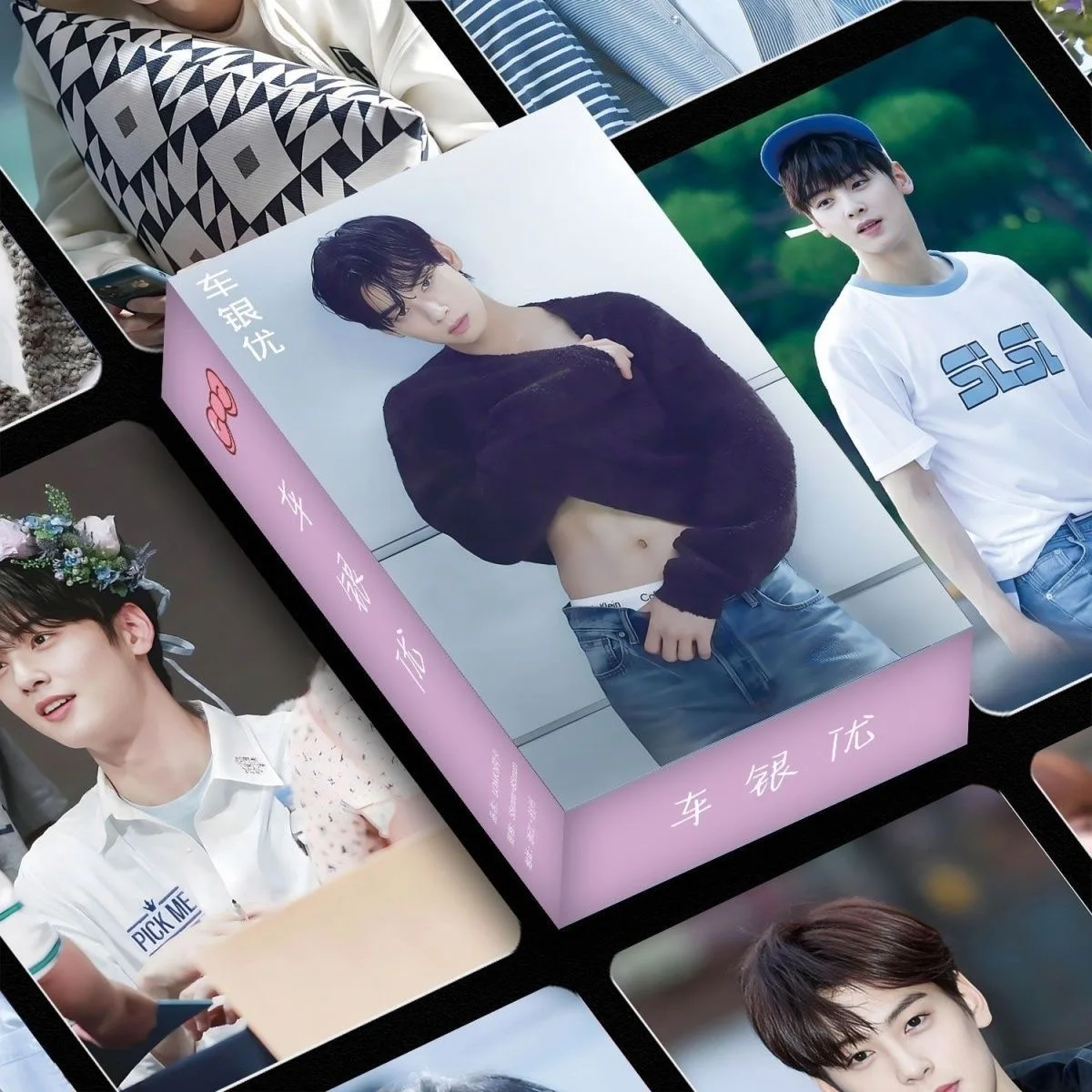 55PCS Cha Eun-woo Photocards Set - Korean Star Holographic LOMO Cards Fans Collection Gift