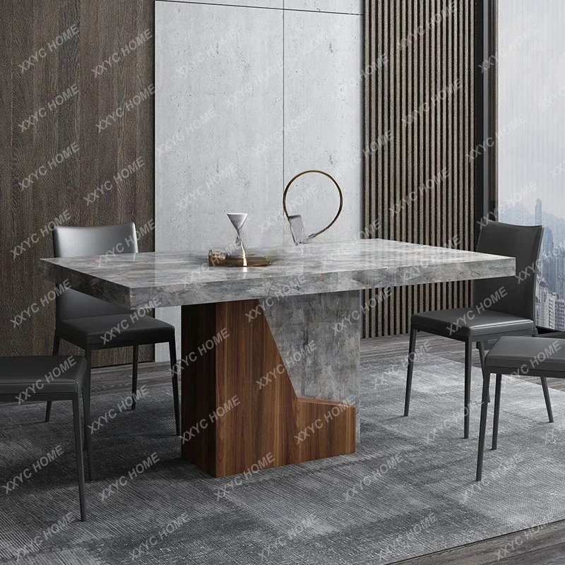 

Natural marble dining table, simple modern light luxury imported stone dining table