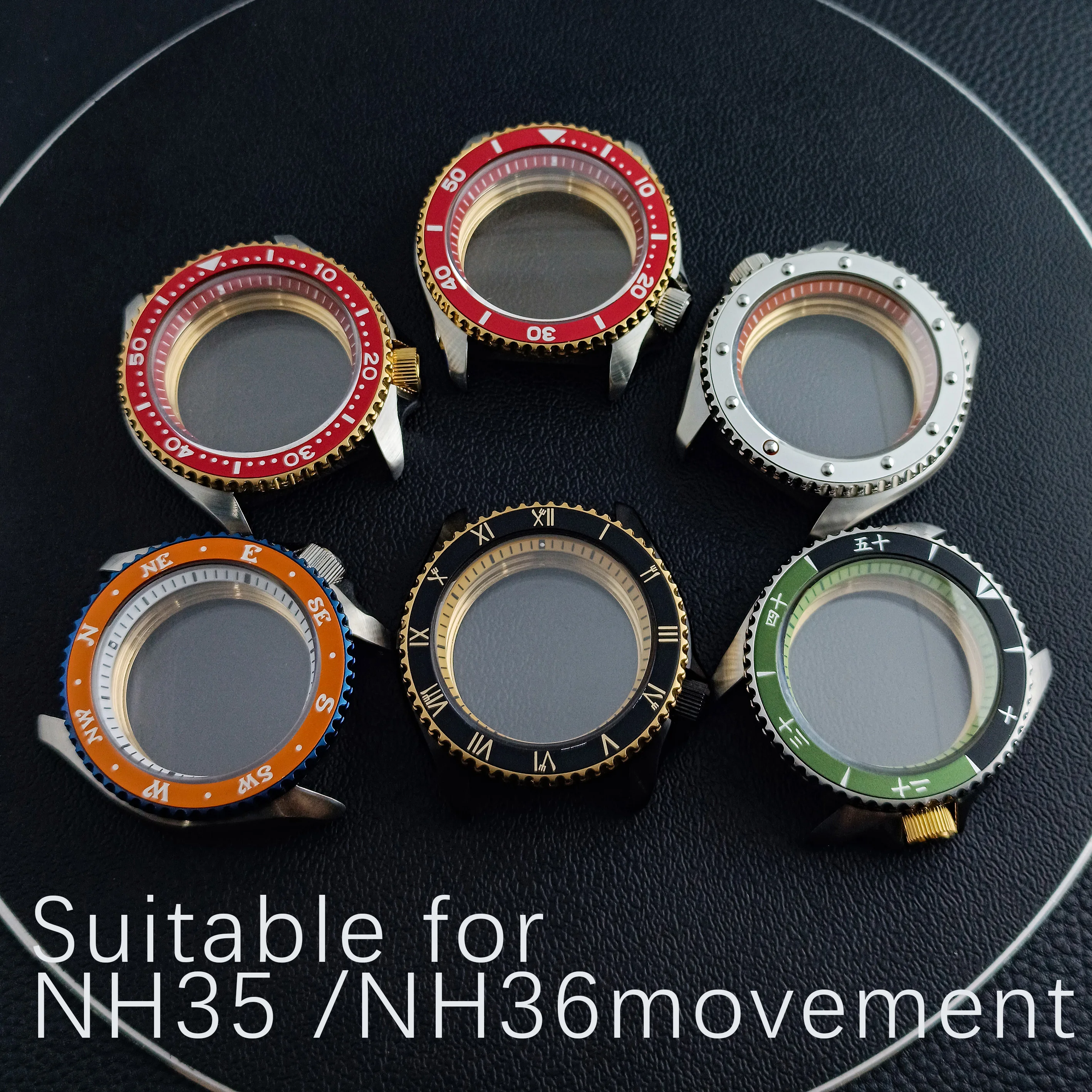 

N H35 MH36 case 40.5mm Men's watches accessories parts watch case stainless steel case for NH35 NH36 Movement Fits 22mm Strap