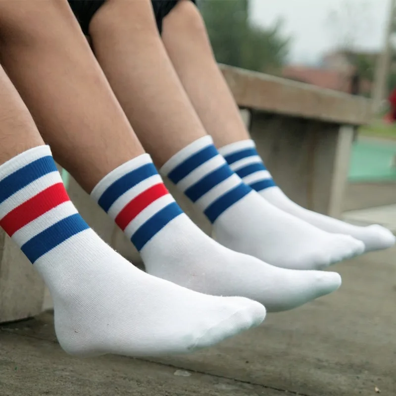 New Men/Women 3 Three Stripes Cotton Socks Retro Old School  Hiphop Skate Long Short  Meias  Harajuku White Black Winter Cool