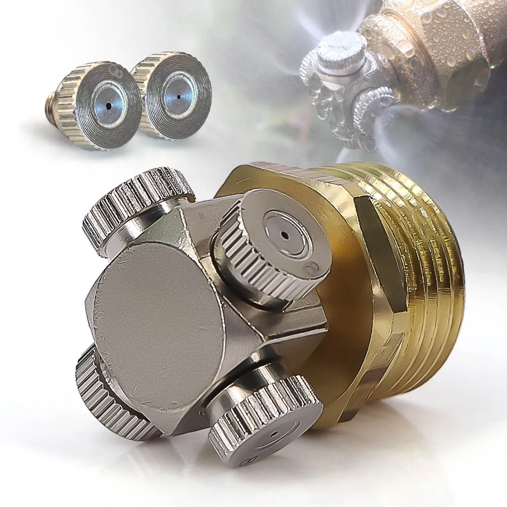 

4-holes Fine Atomizer 0.1-0.8mm Mist Nozzle with 1/2" 20mm Brass Base Adapter Garden Irrigation Fogging Cooling Watering Sprayer