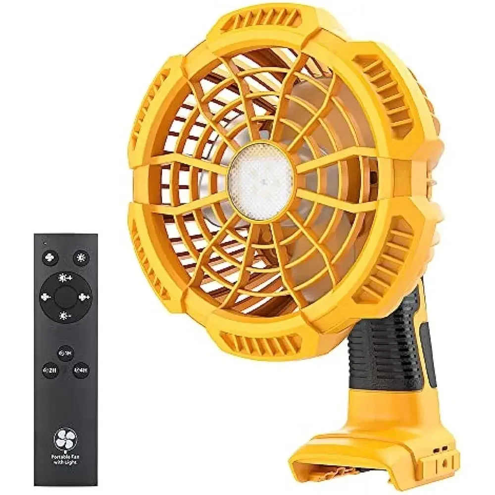 Ventilador Portátil para Local de Trabalho Ventilador com Bateria de Íon de Lítio Dewalt 20v com Luz Led de 9w Ventilador Portátil para Acampamento Garagem de Viagem
