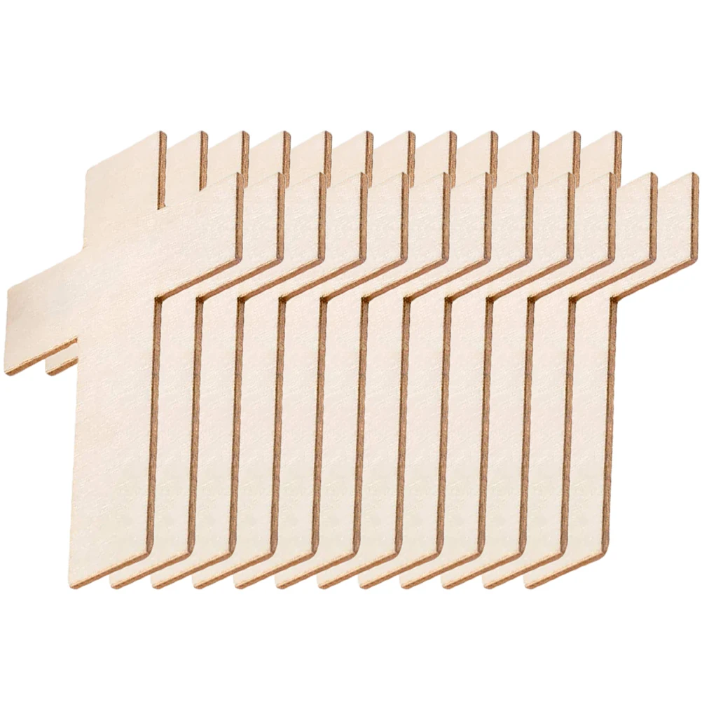 

50Pcs Cross Wood Chips Paintable Wooden Craft Blanks DIY Handmade Decorations Party Festival Wall Hanging Ornaments