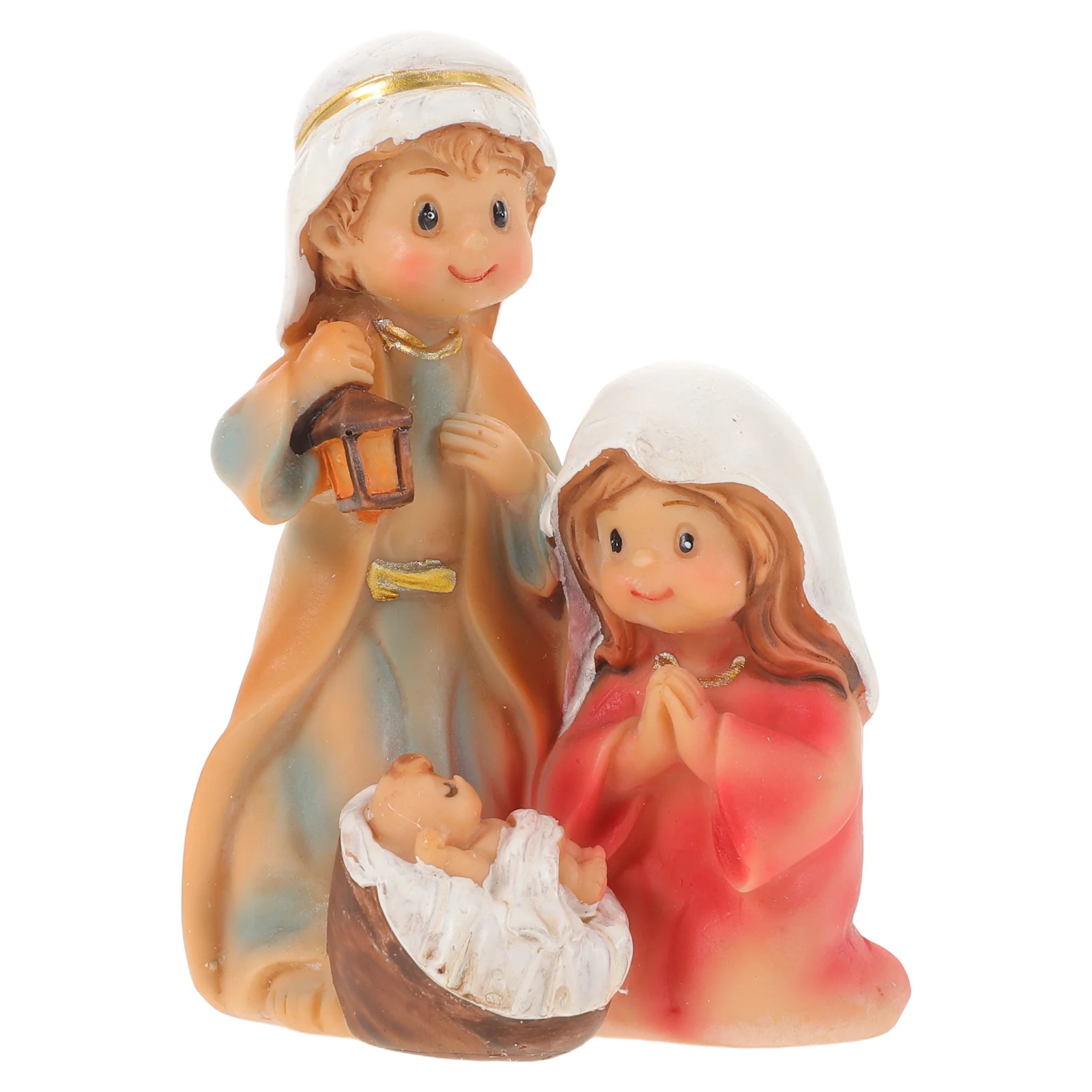 

1pcs Resin Jesus Figurine: Christmas Family Statue Holiday Decoration For Home Church Tabletop Biblical Religious Ornament