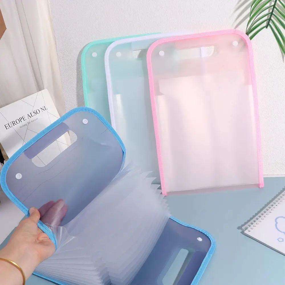 13 Pockets A4 Expanding File Folder Handle Waterproof Accordian File Storage Bag Large Capacity Vertical A4 File Organizer