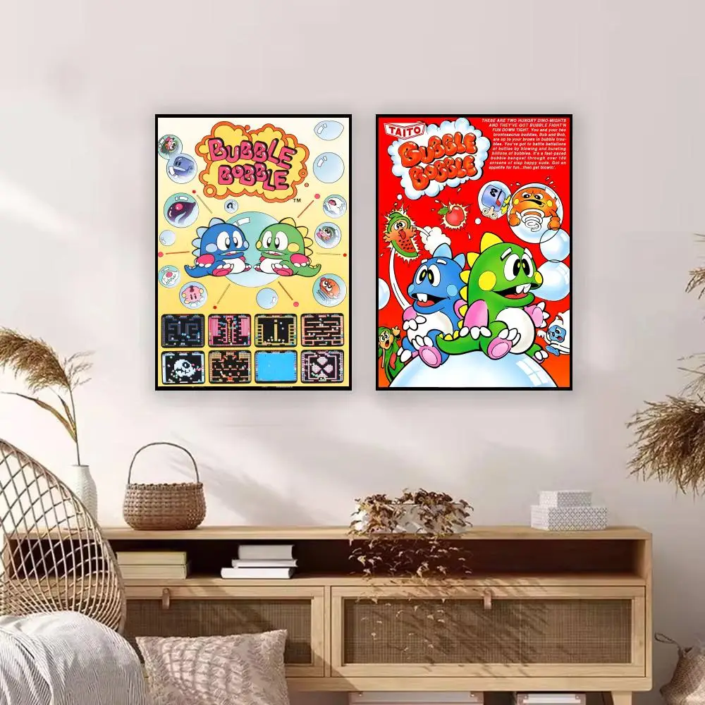 Game B-Bubble Bobble Poster Premium Art Wall Decor, Simple Ornament for Living and Leisure Areas