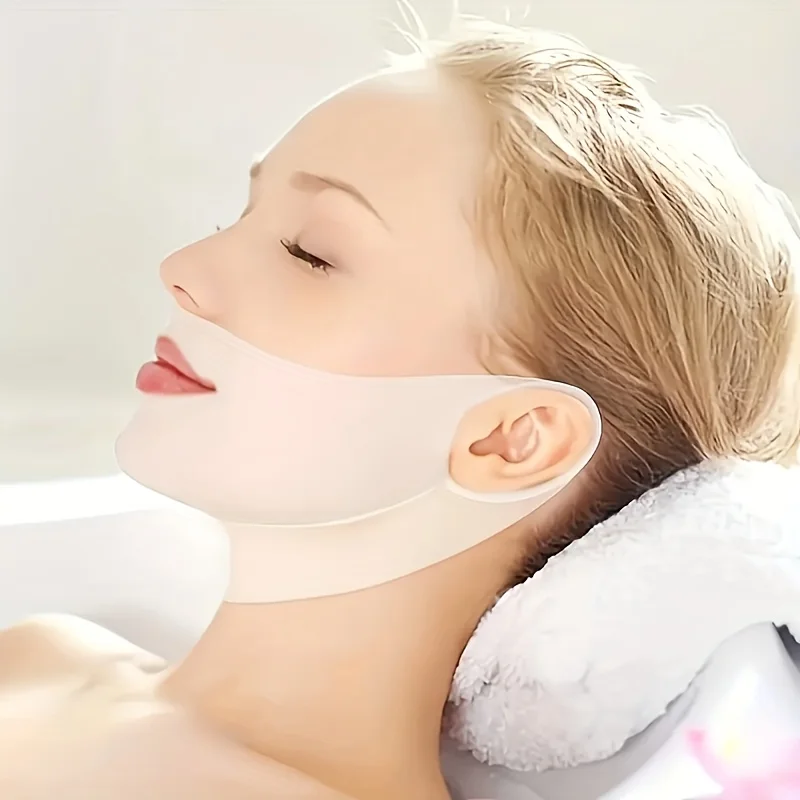 5 PCS Alça de treinamento facial apertada em forma de V reutilizável, refrescante e confortável no verão |   Ferramenta facial de design de montagem justa