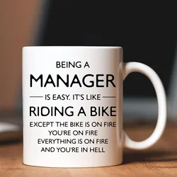 Being A Manager Is Easy Mugs For Manager Gifts for Women Men Gifts Birthday Gifts Novelty Coffee Ceramic Tea Cups White 11 oz