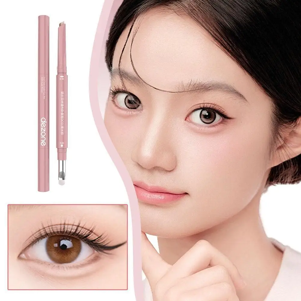 2 in 1 Bicolor Lying Silkworms Pencil Nude Pink Under-Eye Matte Highlighting Shadow Pencil Eyeshadow Brightening Makeup Pencil