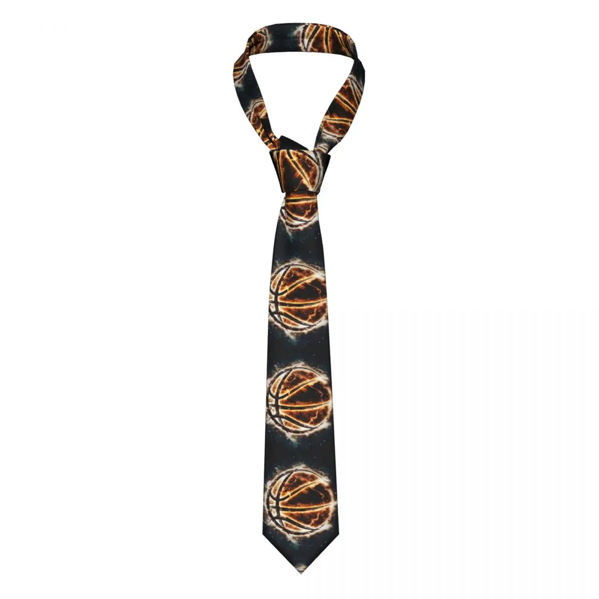 Burning Basketball Necktie Unisex Skinny Polyester 8 cm Classic Sports Lover Neck Ties for Men Accessories Cravat Cosplay Props