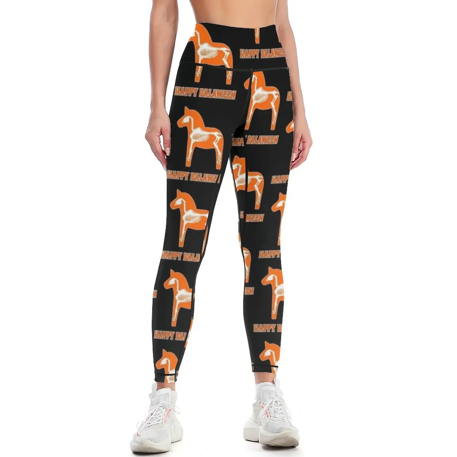 

Happy Dalaween Halloween Scary Dala Horse Skeleton Funny Leggings gym's clothing sports for gym Womens Leggings