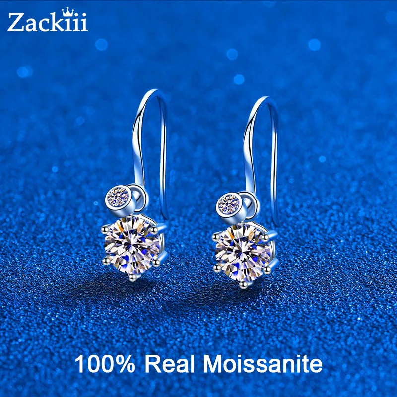 

100% S925 Sterling Silver Advanced Design Sense Moissanite Drop Earrings For Women D Color Wedding Jewelry