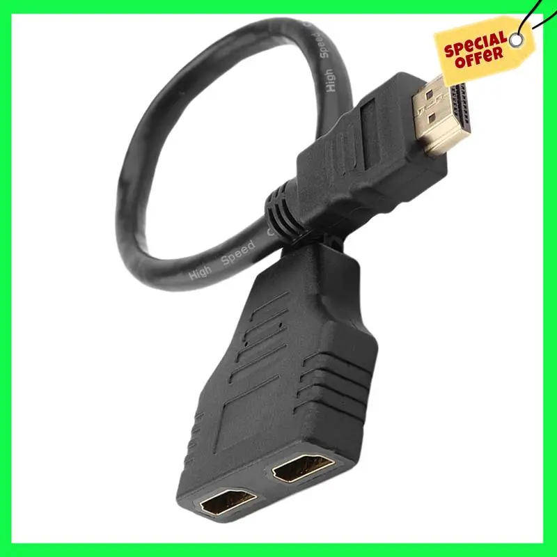 LBER 2X  Splitter One In Two  Male To Double Female Adapter Cable One For Two Converter Supports 720P, 1080I, 1080P
