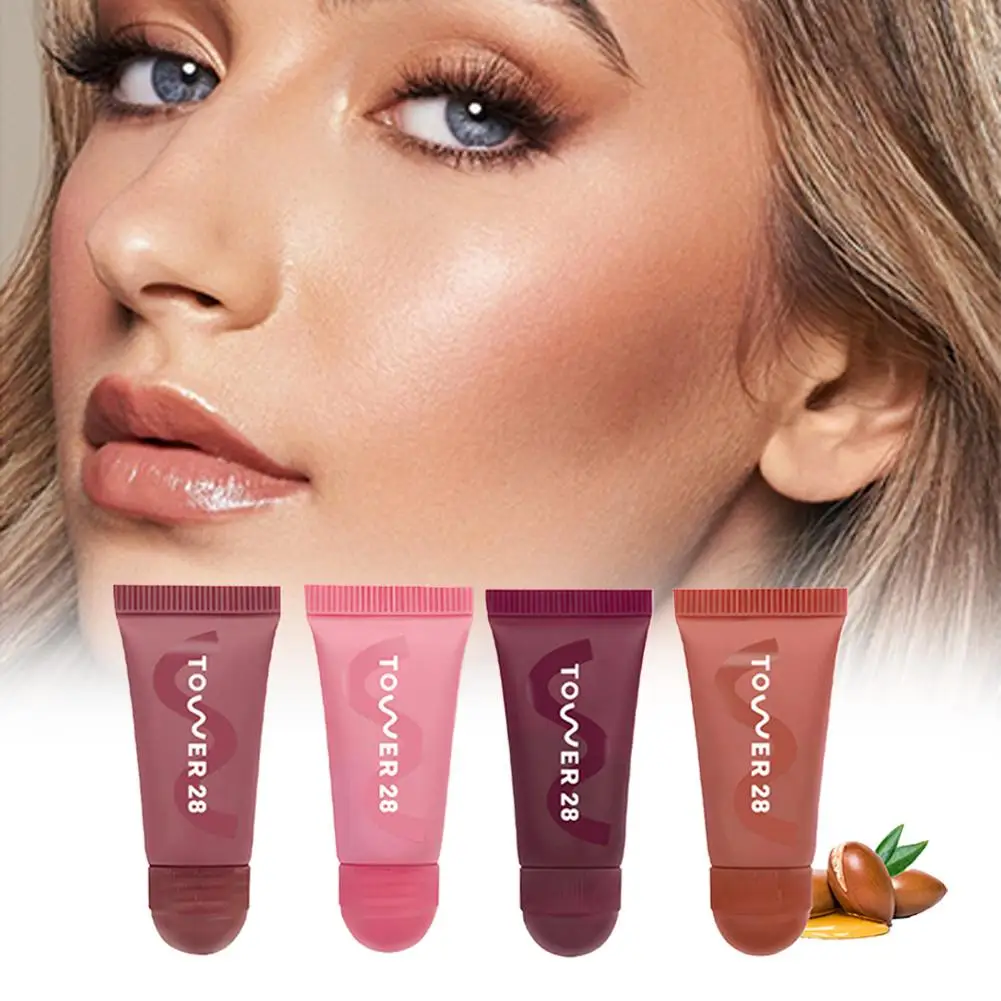 4pcs Set Lip Jelly Set With Mirror Shine Hydrating & Reparative Formula Tower 28 Tinted Balm For Healthy Natural Flush Vegan
