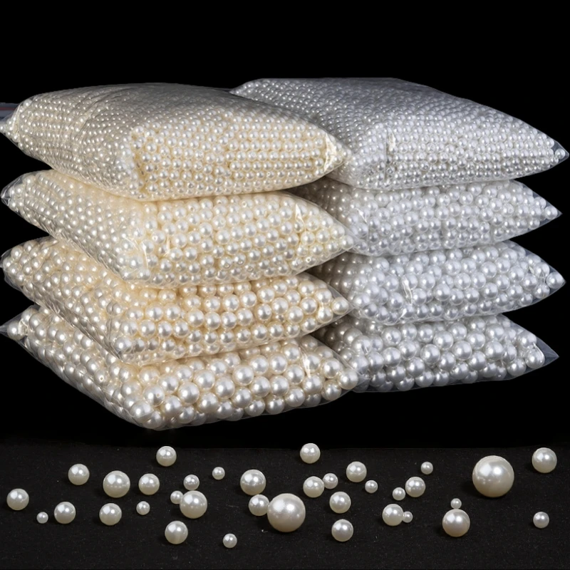 2-18mm Polished ABS Imitation Pearl Beads No Hole Undrilled Faux Pearls for Vase Fillers Home Decor Jewelry Making DIY Accesso