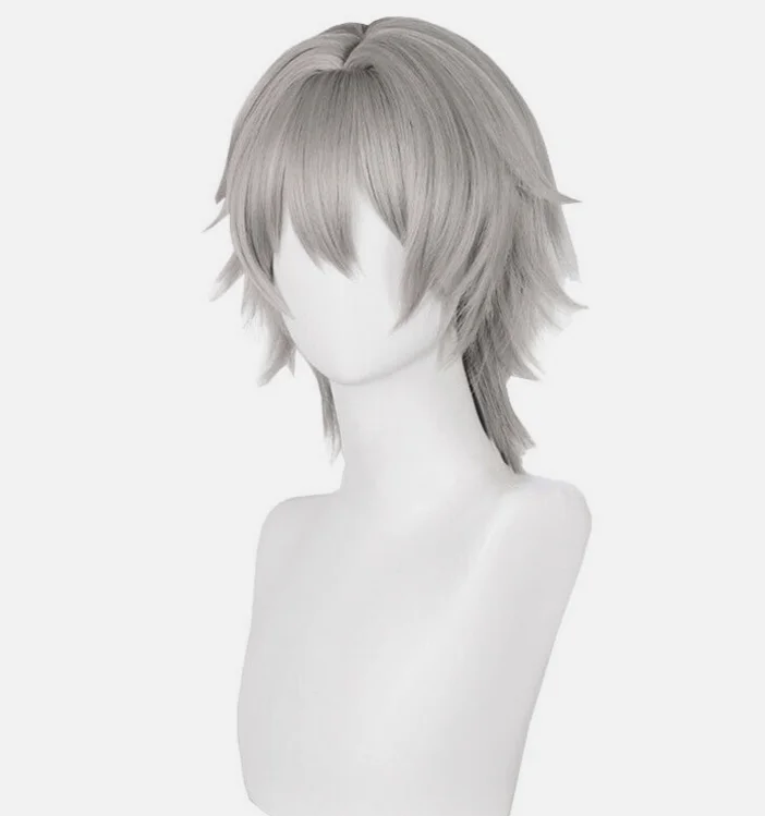 Honkai: Star Rail Trailblazer Caelus Cosplay Wigs 30cm Grey Men Synthetic Hair