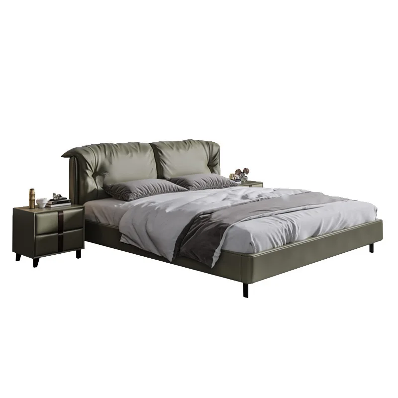 

Italian style, minimalist, light luxury, leather bed, small apartment, master bedroom, double