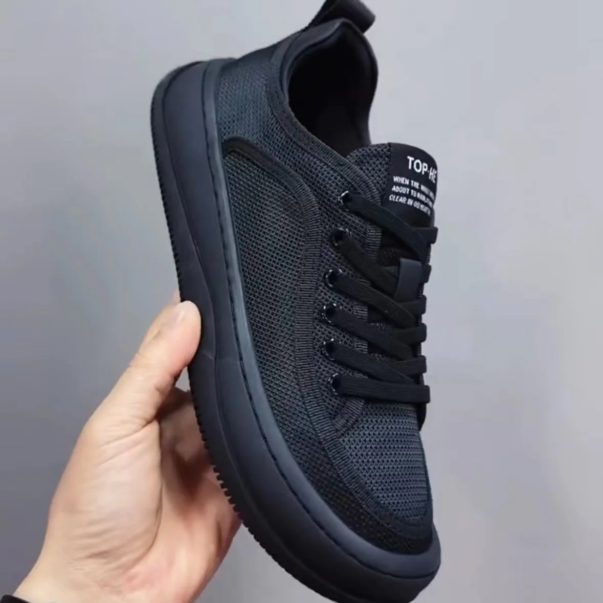 Men's shoes trend lace up drawstring texture European driving style breathable mesh sports fashion men's shoes