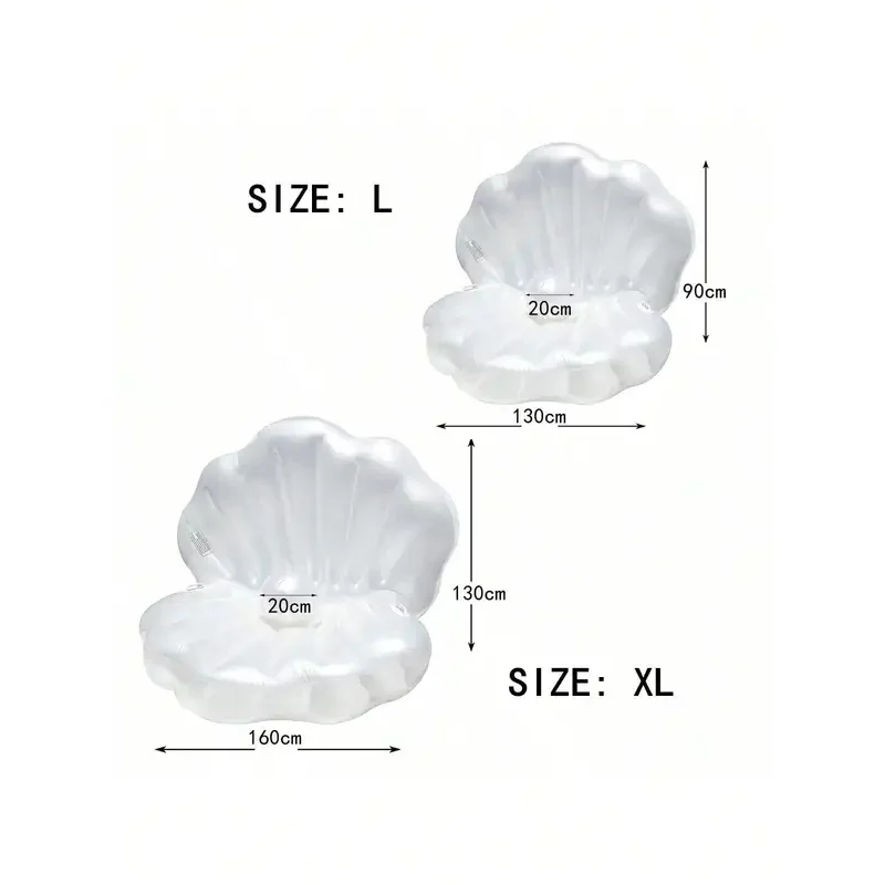 White PVC Giant Clam Inflatable Pool Float Seashell Floating Ride On with Pearl Ball Blow Up Beach Water Lounge Floatie image 2