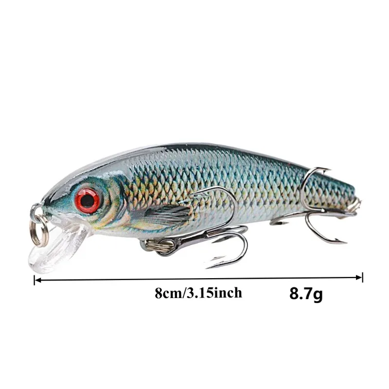 1PC 8CM 8.7G Crankbait Fishing Lure Black Minnow Spinning Lures For Fishing Floating Wobbler Floating Lure with Rattling Beads