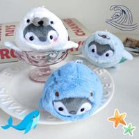 Cartoon Penguin Dolphin Whale Shark Doll Plush Charm Keychain Cartoon Car Keyring Kawaii Women Bag Pendant Accessories Gift