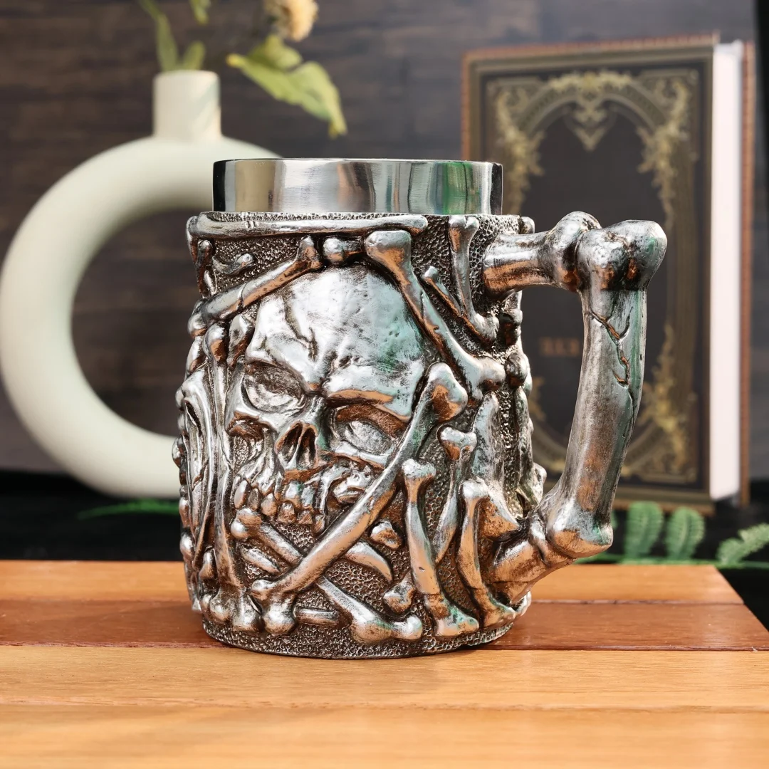 2025 Struggling Skull Beer Tankard 304 Stainless Steel Inner Tea Coffee Mug Stein Cup 500 ml