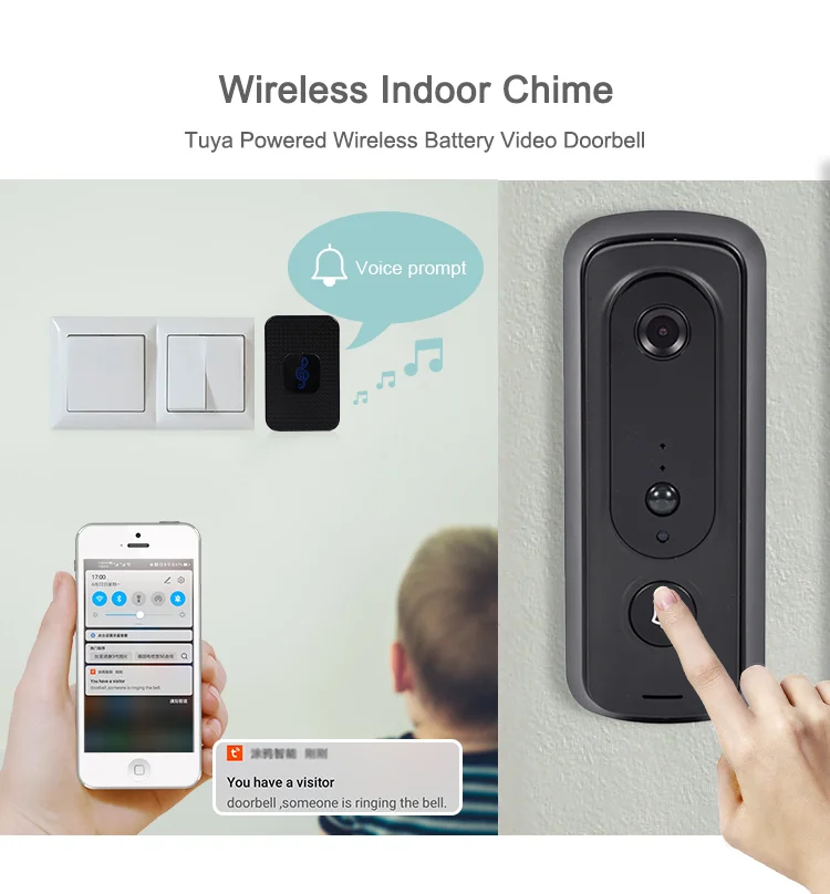 1080p HD Video Easy Installation Video Ring Doorbell Night Vision PIR Motion Detection Two-Way Audio Doorbell Camera view 4