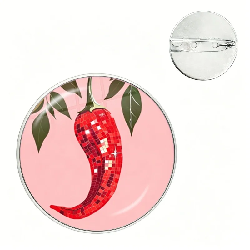 Abstract Fruit Disco Ball Orange Miorrorball Creative Pin Funny Glass Dome Brooches Shirt Lapel Bag Cute Badge Cartoon Pins