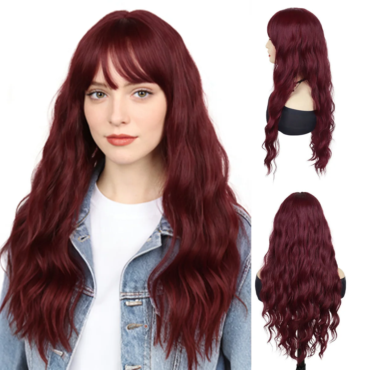 

Синтетический парик для косплея цвета оранжево-коричневый, длинный, волнистый, с челкой, для женщин и девушек, для Хэллоуина, повседневной носки, 28 дюймов