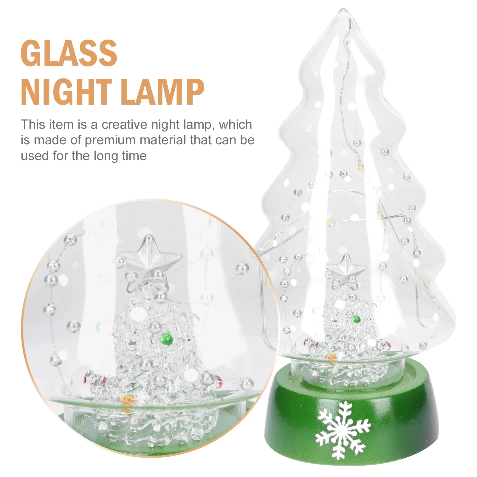

1pc Exquisite Glass Night Lamp Lovely Desktop Adornment Warm Light Ornament For Bedroom Mini Bedside Lamp Space-Saving Light