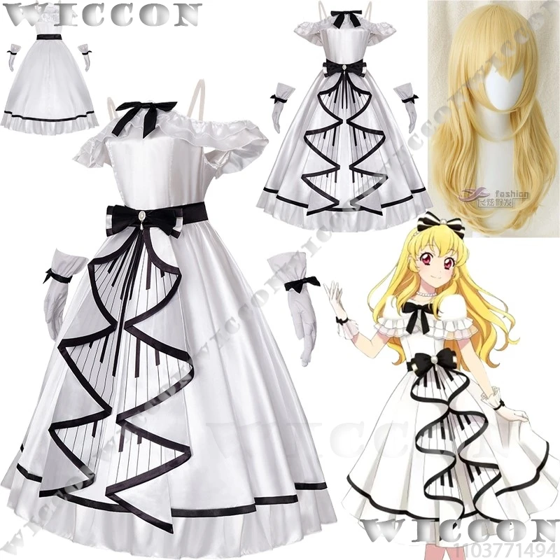 

Hoshimiya Ichigo Game Aikatsu! Cosplay Female Lolita Dress Concert Sexy Costume Woman Girl White Suit Wig Halloween Customized