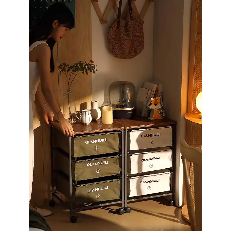 عربة تخزين من نوع درج الرياح الصناعية، طاولة بجانب السرير متحركة من القرون الوسطى تحت رف أرضية لخزانة الوجبات الخفيفة #1