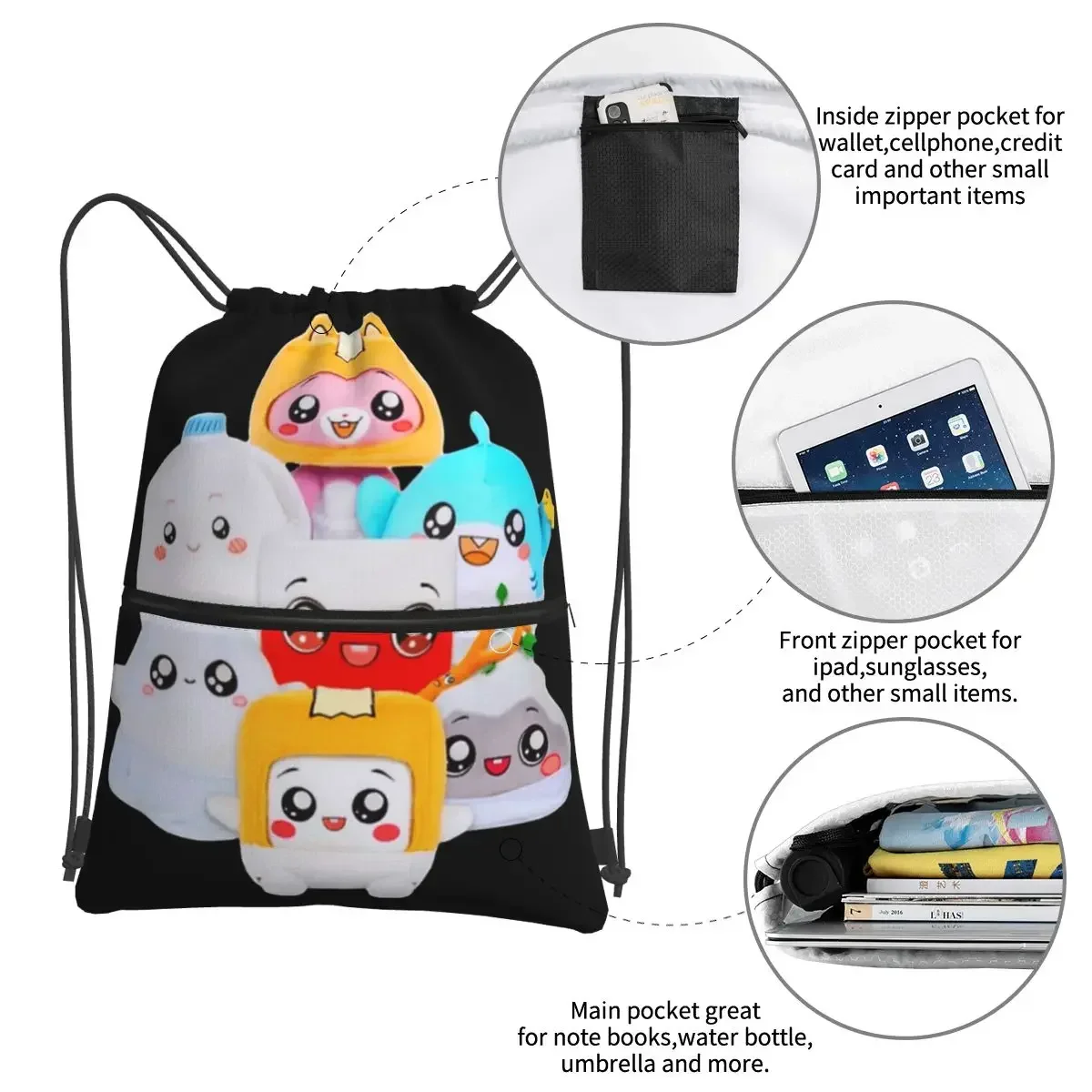 Rocky Lankybox Lanky Box Portable Backpacks Drawstring Bag Fashion Drawstring Bundle Pocket Shoes Bags For School Students